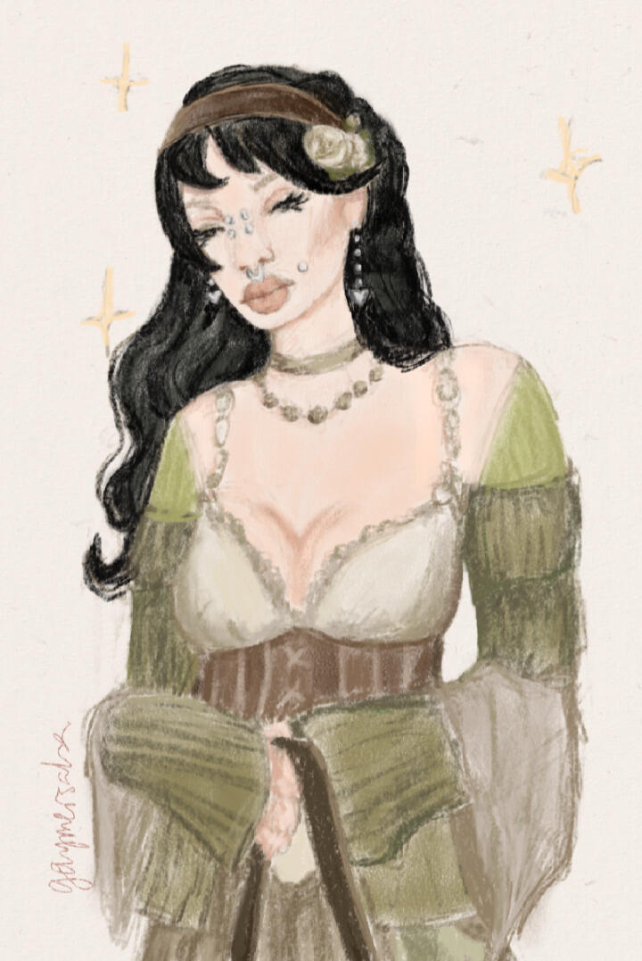 Daisy Lauren - half body; sketchbook brushes (2024)