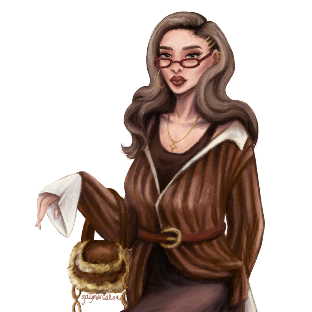 private commission - half body, full colour, sketchbook brushes (2025)